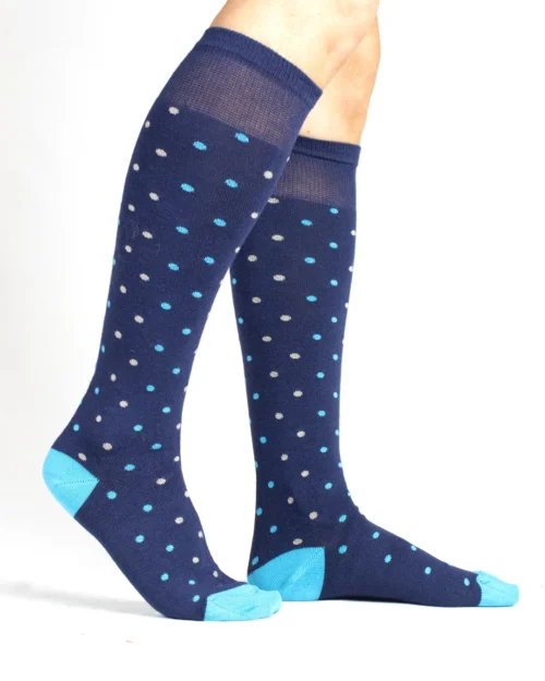 Calza bamboo pois gambaletto blu_UK90 Viken