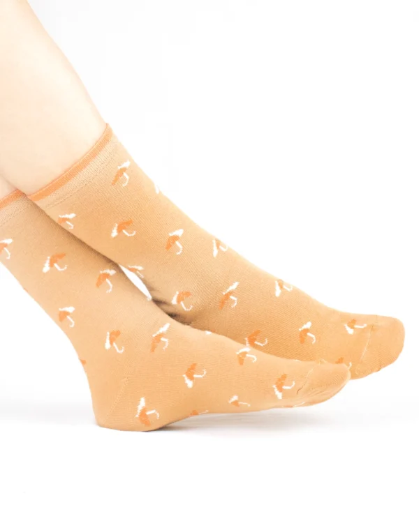 Calza-cotone biologico-ombrelli-cammello_DC246 Ella