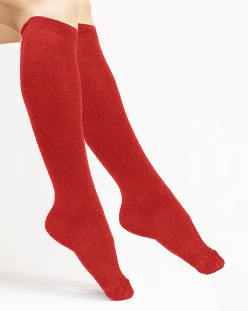 Calza-cotone-e-lana-merino-gambaletto-rosso_DL104 Sugar