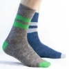 Calza cotone e lino blu e verde - indossate_UK272 Liro