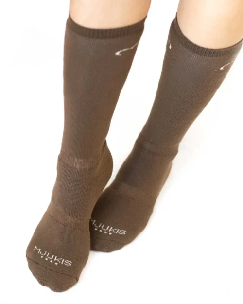 Calza-gambaletto-spugna-bimbi-cotone-biologico-marrone_Mjukis Naturbarn - Outdoor