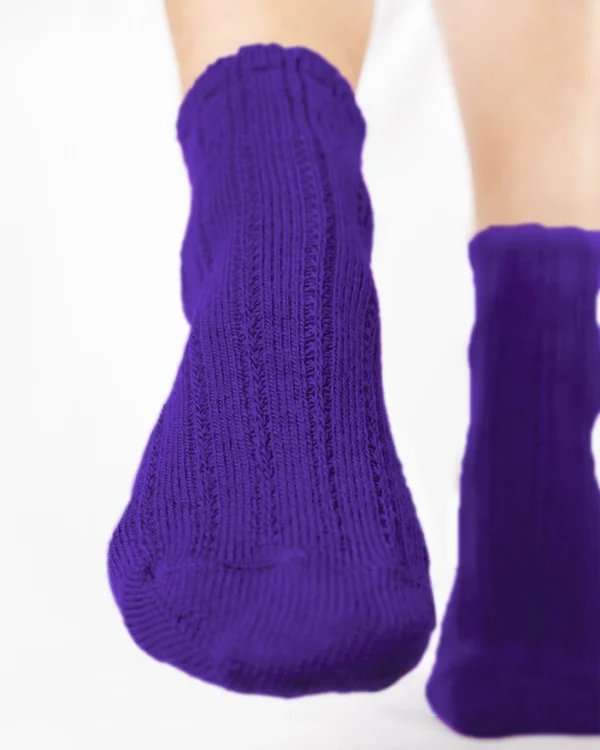 Calza-lana-merino-cortissimo-ricamo-viola_DC97 Vega