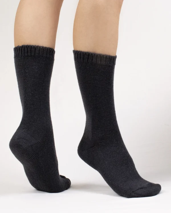 Calza-lana-merino-corto-nero_DC121 Wooly