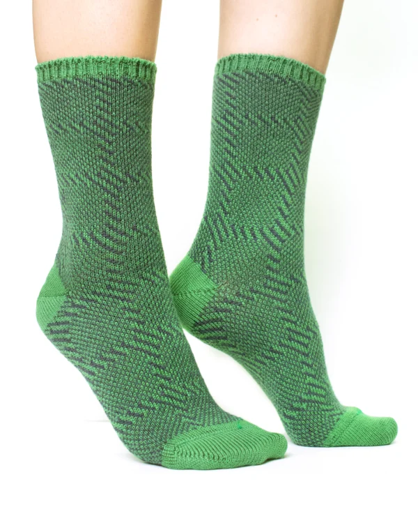 Calza-lana-merino-corto-tartan-spiga-verde_DC230 PouleWhisper