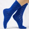 Calza-lana-merino-corto-traforato-bluette_TR25 Dalia