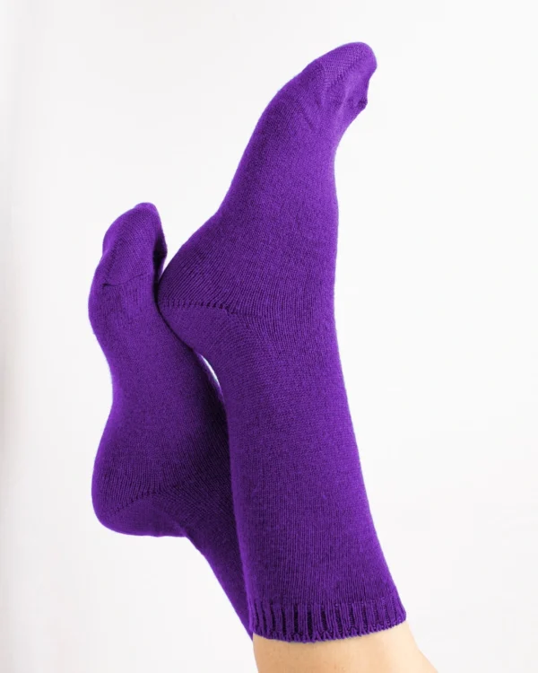 Calza-lana-merino-corto-viola_DC121 Wooly