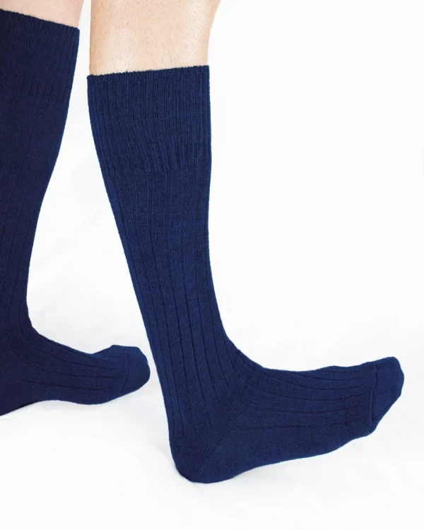 Calza-lana-merino-gambaletto-blu-notte_UL79 Navos