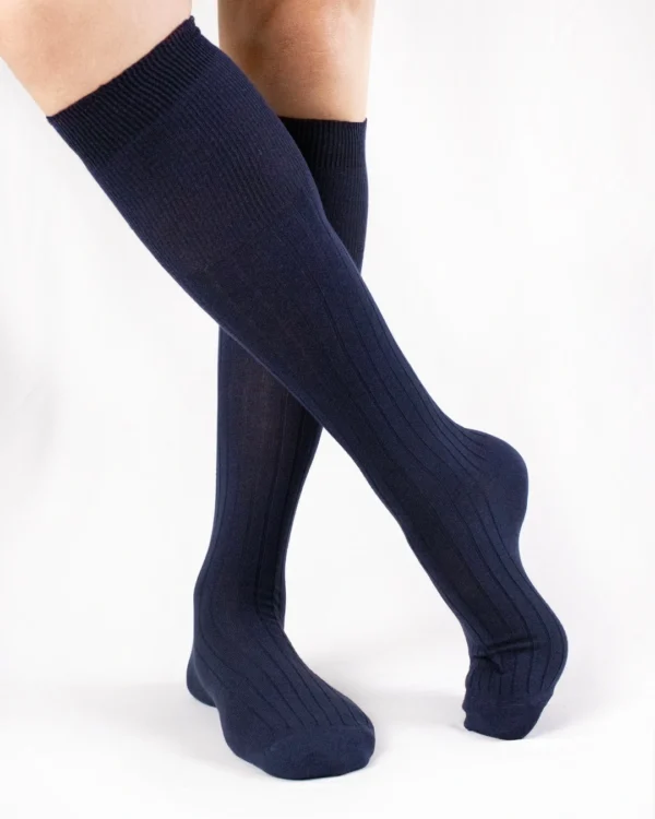 Calza-lana-merino-gambaletto-blu_UL226 Rouen