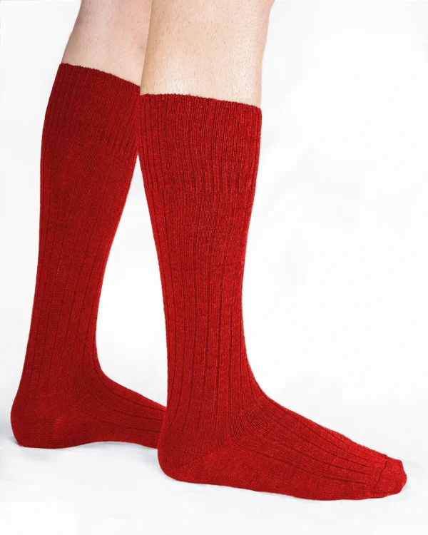 Calza-lana-merino-gambaletto-rosso_UL79 Navos