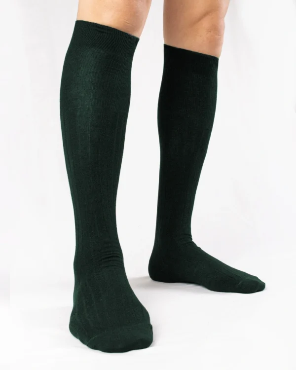 Calza-lana-merino-gambaletto-verde-scuro_UL226 Rouen