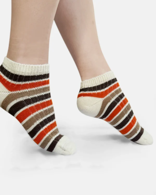 Calze-lana-merino-cortissimo-righe-arancio_DC103 Niva