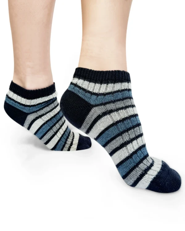 Calze-lana-merino-cortissimo-righe-blu_DC103 Niva