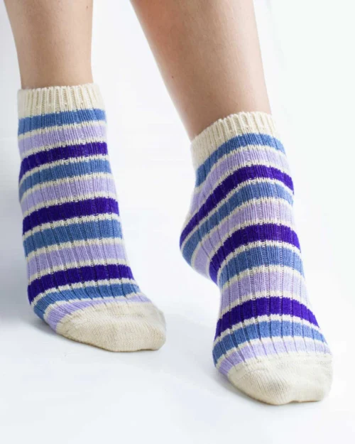 Calze-lana-merino-cortissimo-righe-viola_DC103 Niva